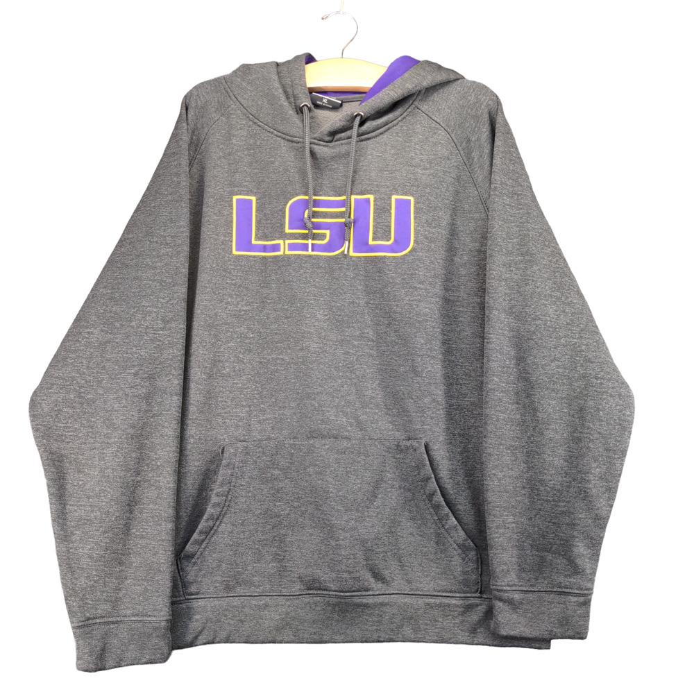 Colosseum Mens Pullover Hoodie Gray XL LSU Louisiana State University Collegiate